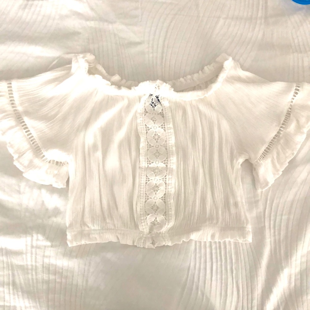 Crochet white crop top